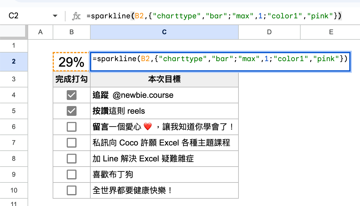 SPARKLINE 引數2示範